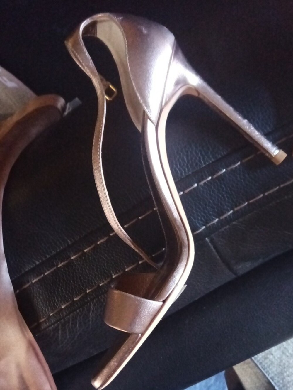 Saint Laurent Metallic Rose Gold Strappy Heel Sandals - Picture 4 of 4